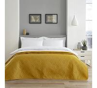 GC GAVENO CAVAILIA Premium Pinsonic Bedspread Throw, Super Soft Quilted Comforter Bedding Large Sofa Bed Cover, Ochre Embossed, 150X200 (657071)