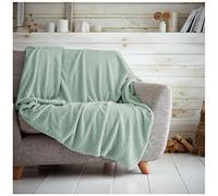 GC GAVENO CAVAILIA Premium Popcorn Honey Comb Sofa Bed Blanket, Easy Care Super Soft & Warm Fluffy Settee Waffle Throw, Duck Egg, 150X200
