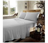 GC GAVENO CAVAILIA Premium Quality Plain Dyed Thermal Flannelette Flat Sheet, Soft & Cosy 100% Brushed Cotton Flannel Linen, Easycare Bedding, Grey, Superking Size Bedsheet, Super King