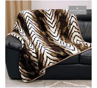 GC GAVENO CAVAILIA Premium Quality Printed Animal Brown Skin Super Soft Faux Fur Throw, Extra Warm & Cosy Sofa Bed Settees, Luxury Forest Blanket, Single Size (127 x 152 cm), Polyester, Medium