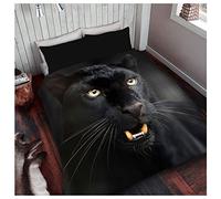 GC GAVENO CAVAILIA Premium Quality Wildlife 3D Duvet Cover, Easy Care Forest Printed Quilt Bedding Set, Black Panther, Single
