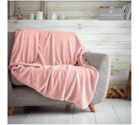 GC GAVENO CAVAILIA Premium Teddy Honeycomb Fleece Throw, Easy Care Soft & Warm Fluffy Sofa Blanket, Size, Polyester, Popcorn-Blush Pink, Double(150X200)