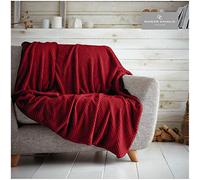 GC GAVENO CAVAILIA Premium Teddy Honeycomb Fleece Throw, Easy Care Soft & Warm Fluffy Sofa Blanket, Size, Polyester, Popcorn-Red, Double(150X200)