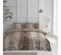 GC GAVENO CAVAILIA Premium Tiger Printed Animal Duvet Cover, Bedding, Soft & Cosy Easy Care Reversible Quilt Bedding Set, Single, Brown