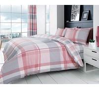 GC GAVENO CAVAILIA Premium Waverly Check Bedding Set and Pillowcases, Easycare Reversible Quilt Duvet Cover, 50% Polyester & 50 Cotton, Blush Pink, King