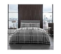 GC GAVENO CAVAILIA Printed Duvet Cover Sets, Reversible Bedding Bed Set, Polycotton Quilt Covers, Bardsley Check-Grey, Single