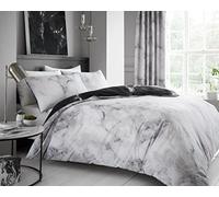 GC GAVENO CAVAILIA Printed Textured Duvet Cover 3 pcs, Double, Reversible Marble Quilt Covers, Polycotton Bedding Sets, White