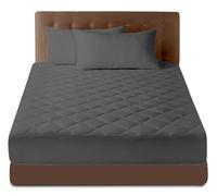 GC GAVENO CAVAILIA Quilted Deep Mattress Protector Single, Soft Thick Warm Extra Deep Anti Allergy Fitted Mattress Bed Cover, Charcoal
