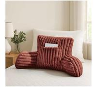 GC GAVENO CAVAILIA Reading Pillow For Adults With Arms | Faux Fur Fleece Cuddle Cushion Pocket 38cm Cozy Lumbar Support Cushion For Backrest | Neck Sitting Up In Bed Sofas Chair Cushions, Rust