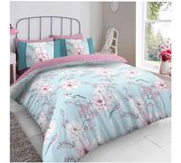 GC GAVENO CAVAILIA Reversible Duvet Cover Double Bed - Blossom 3 Piece Double Bedding Set (200 x 200 m) with Button Closure - Easycare Washable Quilt Covers - Blue