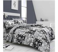 GC GAVENO CAVAILIA Reversible Duvet Cover Double Bed - Leafs 3 Piece Double Quilt Cover (200 x 200 m) with Pillowcases - Washable Bedding Comforter Set - Grey