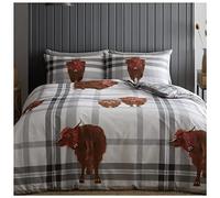 GC GAVENO CAVAILIA Reversible Duvet Quilt, Soft & Comfy Printed Set, Cosy Bed Covers, Polycotton, Hector The Highland-Grey, King