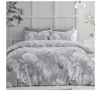 GC GAVENO CAVAILIA Reversible Duvet Quilt, Soft & Comfy Printed Set, Cosy Bed Covers, Polycotton, Magnolia Dream-Grey, King