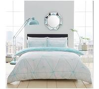 GC GAVENO CAVAILIA Reversible Geometric Duvet Cover Set, Triangles Aqua Blue Bedding Sets, Breathable King Size Quilt Cover