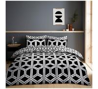 GC GAVENO CAVAILIA Reversible Geometric Kingsize Duvet Cover Sets, Printed Comforter Bed Set, Breathable Hexagon Printed Black Quilt Cover Set, With Matching Pillowcases - Hendrix Black/White