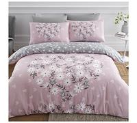 GC GAVENO CAVAILIA Reversible Leaves Duvet Cover Double, Floral Bedding Set, Cosy Comforter Covers With Pillowcases, Blush Pink