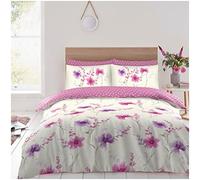 GC GAVENO CAVAILIA Reversible Polka Dots Clair Complete Bedding Set, Floral Bedding King Bed Size, Polycotton Flowers Duvet Cover & Fitted Sheet Set, Multi