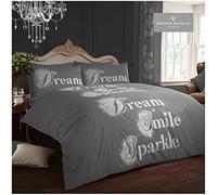 GC GAVENO CAVAILIA Reversible Sparkle Bedding Double, Easy Care Grey Textured Duvet Cover Quilt Set With 2 Pillow Cases