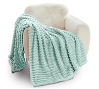 GC GAVNO CAVAILIA Ribbed Blanket Throw | Fluffy Fleece Throws For Sofas, Bed, Settee, Couch | Comfortable Extra Large Blankets & Throws | King Size 200x240 Cm | Duck Egg