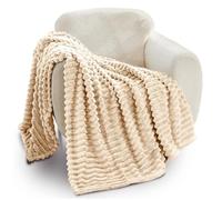 GC GAVENO CAVAILIA Ribbed Blanket Throw | Fluffy Fleece Throws For Sofas, Bed, Settee, Couch | Comfortable Extra Large Blankets & Throws | King Size 200x240 Cm | Cream