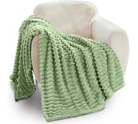 GC GAVENO CAVAILIA Ribbed Blanket Throw | Fluffy Fleece Throws For Sofas, Bed, Settee, Couch | Comfortable Extra Large Blankets & Throws | King Size 200x240 Cm | Green