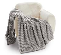 GC GAVENO CAVAILIA Ribbed Blanket Throw | Fluffy Fleece Throws For Sofas, Bed, Settee, Couch | Comfortable Extra Large Blankets & Throws | King Size 200x240 Cm | Grey