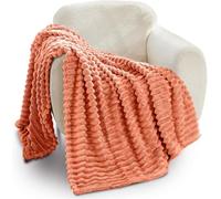 GC GAVNO CAVAILIA Ribbed Blanket Throw | Fluffy Fleece Throws For Sofas, Bed, Settee, Couch | Comfortable Extra Large Blankets & Throws | King Size 200x240 Cm | Rust