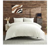 GC GAVENO CAVAILIA Ribbed Fleece Bedding Sets King Size 220x230 Cm | Super Soft Polyester King Size Duvet Cover Sets With Pillow Cases | Thermal Warm Cozy Fluffy Winter Quilt Cover Bed Set, White