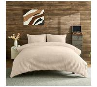 GC GAVENO CAVAILIA Ribbed Fleece Duvet Set With Pillow Cases | Thermal Warm Cozy Winter Bedding Double Duvet Cover Set 200x200 Cm | Hypoallergenic, Washable Polyester Quilt Cover Bed Sets, Cream