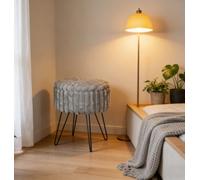 GC GAVENO CAVAILIA Ribbed Fleece Round Storage Stool 1x Led,4x Hairpin Legs