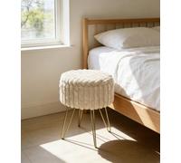 GC GAVENO CAVAILIA Ribbed Fleece Round Storage Stool 1x Led,4x Hairpin Legs