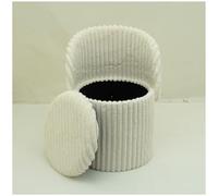 GC GAVENO CAVAILIA Ribbed Round Ottoman Storage Box With Hidden Storage Removable Lid | Fleece Foldable Stool Storage Bench Chair Foot Rest | Vanity Stool Footstools For Living Room, Bedroom