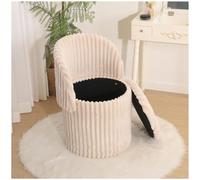 GC GAVENO CAVAILIA Ribbed Round Ottoman Storage Box With Hidden Storage Removable Lid | Fleece Foldable Stool Storage Bench Chair Foot Rest | Vanity Stool Footstools For Living Room, Bedroom