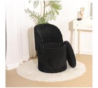 GC GAVENO CAVAILIA Ribbed Round Ottoman Storage Box With Hidden Storage Removable Lid | Fleece Foldable Stool Storage Bench Chair Foot Rest | Vanity Stool Footstools For Living Room, Bedroom