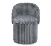 GC GAVENO CAVAILIA Ribbed Round Ottoman Storage Box With Hidden Storage Removable Lid | Fleece Foldable Stool Storage Bench Chair Foot Rest | Vanity Stool Footstools For Living Room, Bedroom