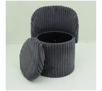 GC GAVENO CAVAILIA Ribbed Round Ottoman Storage Box With Hidden Storage Removable Lid | Fleece Foldable Stool Storage Bench Chair Foot Rest | Vanity Stool Footstools For Living Room, Bedroom