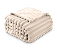 GC GAVENO CAVAILIA Ribbed Throw Blankets Large - Warm Cosy Blanket Throws For Sofas, Bed, Chair, Couch, Sette - Super Soft Thermal Blanket King Size (200x240 Cm) - Machine Washable - Easycare - Cream