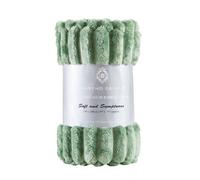 GC GAVENO CAVAILIA Ribbed Blanket Throw | Fluffy Fleece Throws For Sofas, Bed, Settee, Couch | Comfortable Extra Large Blankets & Throws | King Size 200x240 Cm | Green