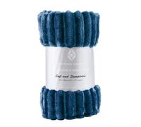 GAVENO CAVAILIA Osum Ribbed Throw in Navy | Size: 200 cm x 240 cm GAVENO CAVAILIA Navy 200 cm x 240 cm