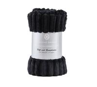 GC GAVNO CAVAILIA Ribbed Blanket Throw | Fluffy Fleece Throws For Sofas, Bed, Settee, Couch | Comfortable Extra Large Blankets & Throws | King Size 200x240 Cm | Black