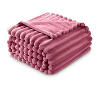 GC GAVENO CAVAILIA Ribbed Throw Blankets Large - Warm Cosy Blanket Throws For Sofas, Bed, Chair, Couch, Sette - Super Soft Thermal Blanket King Size (200x240 Cm) - Machine Washable - Easycare - Berry