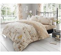 GC GAVENO CAVAILIA Rose Floral Easy Fit Duvet Cover Single Bed, Botanical Vintage Flowers Bedding, Reversible Quilt Bedset, Natural