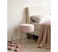 GC GAVENO CAVAILIA Round Boucle Storage Stool With 1x Led, 4x Hairpin Legs