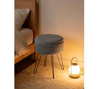 GC GAVENO CAVAILIA Round Boucle Storage Stool With 1x Led, 4x Hairpin Legs