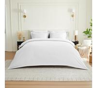 GC GAVENO CAVAILIA Satin Striped Duvet Cover Double - 3Piece Soft Double Duvet Cover Set Pillow Cases With Button Closure - Luxury White Bedding & Linen Hypoallergenic, Reversible Quilt Cover Sets