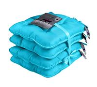 GC GAVENO CAVAILIA Seat Cushions Set of 4 | 40X40 Cm Chair Pads Cushions For Dining Chairs With Strap Ties | Outdoor Kitchen Patio Chair Cushions Pad For Living Room, Garden, Office, Teal