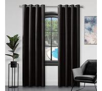 Gc Gaveno Cavailia Silk Sheen Eyelet Curtain 90X108 Black 100% Polyester Ring Top Fully Lined Drapes