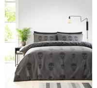GC GAVENO CAVAILIA Single Duvet Cover Sets (150x200 cm) | Skull Bedding & Linen Reversible Quilt Covers | Polycotton Single Bedding Sets | Washable Linen | Charcoal