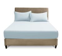 GC GAVENO CAVAILIA Single Fitted Sheet 25cm Deep | Sky Blue Polycotton Bed Sheet | Soft & Breathable Easy Care Bedding with Elastic Corners | Single Mattress Bottom Sheet - (90 x 190 cm)