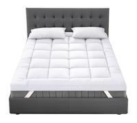 Mattress Toppers (10 cm/4 Inch) Enhancer Pad With Elasticated Corners - Easy Fit Straps Soft & Fluffy Quilted Bed Topper - Thick Hotel Quality Microfiber Mattress Topper - Single Bed